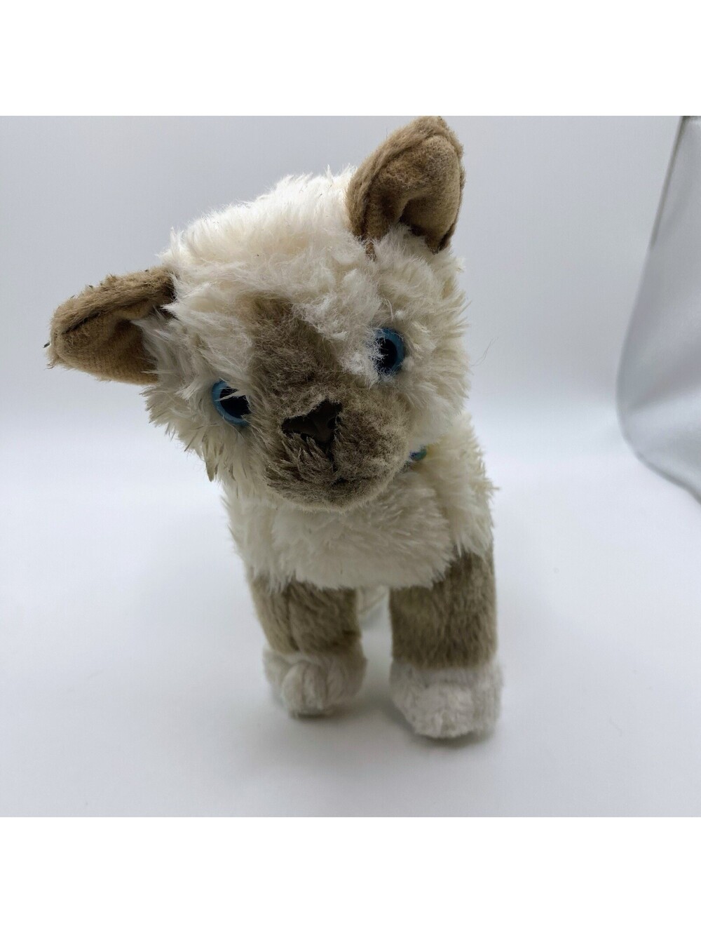 Our Generation Poseable Siamese Birman Cat - Plush Kitten Tan Cream w/ Collar 6”